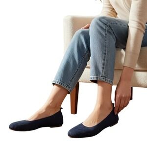 Lucky‎ Brand Women Navy Blue Knit Ballet Flats Washable Slip On Shoes 6.5M